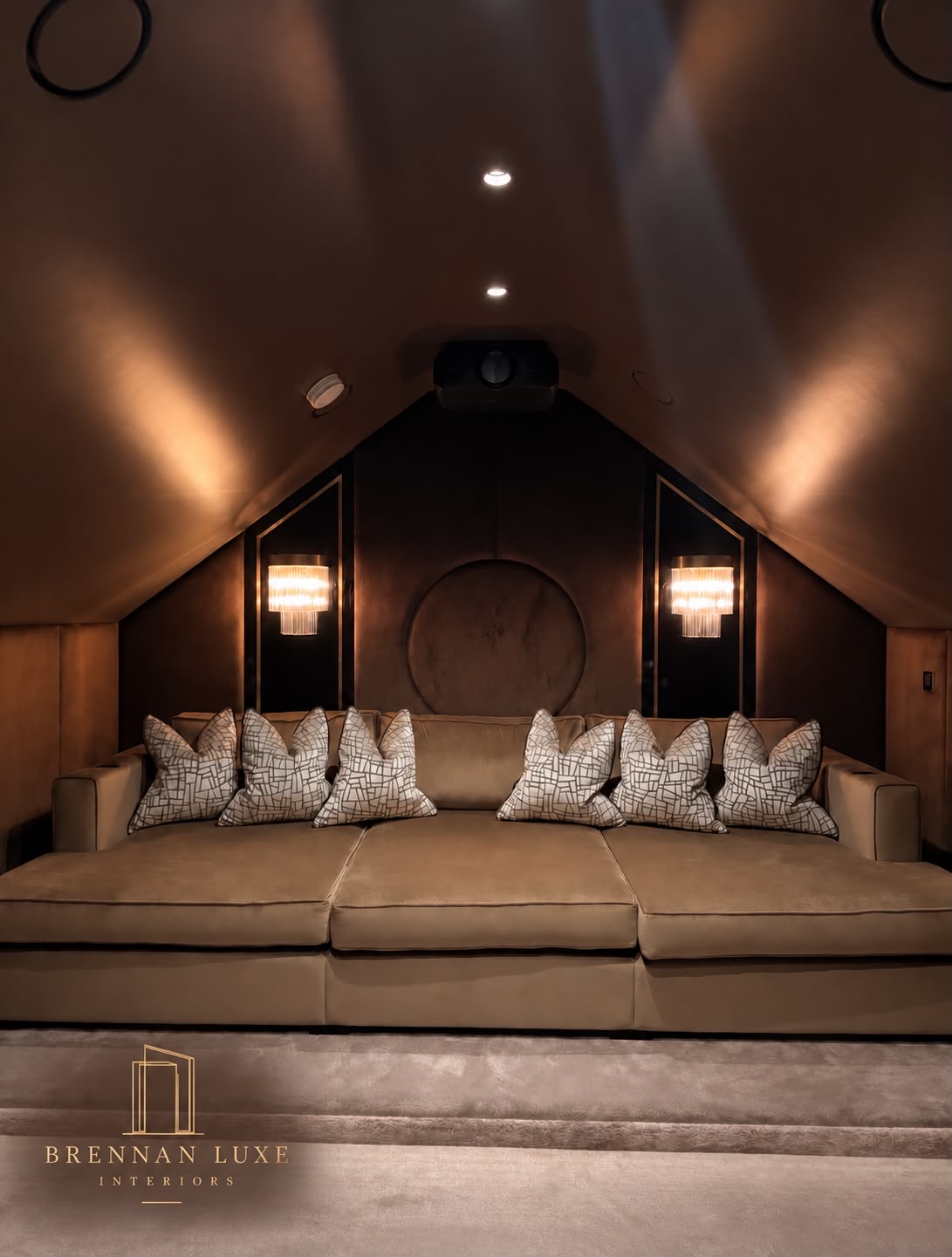 Brennan Luxe interior with warm cinema room lighting